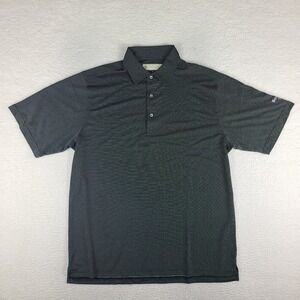 Donald Ross Polo‎ Shirt Mens Large Black White Dot Performance Brookside Golf